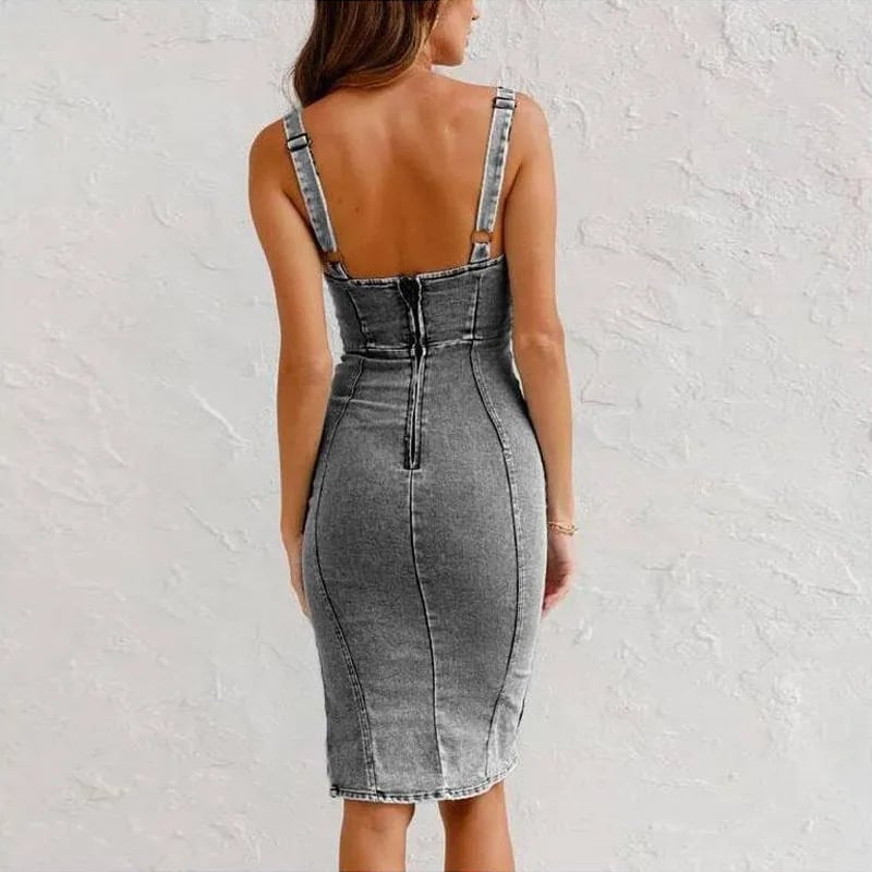 Vernier ™ | Robe denim fendue chic