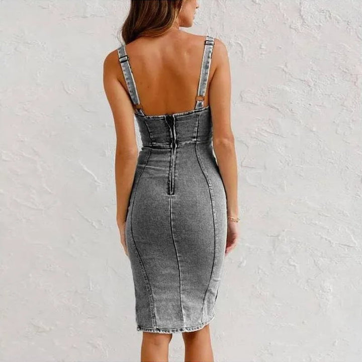 Vernier ™ | Robe denim fendue chic